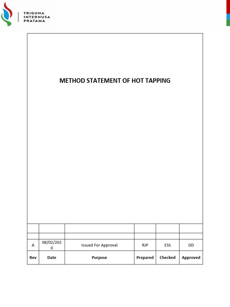 Hot Tapping Method Statement Overview | PDF | Welding | Construction
