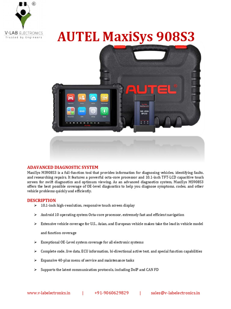 Autel MaxiSys MS908S3 Overview | PDF | Usb | Bluetooth