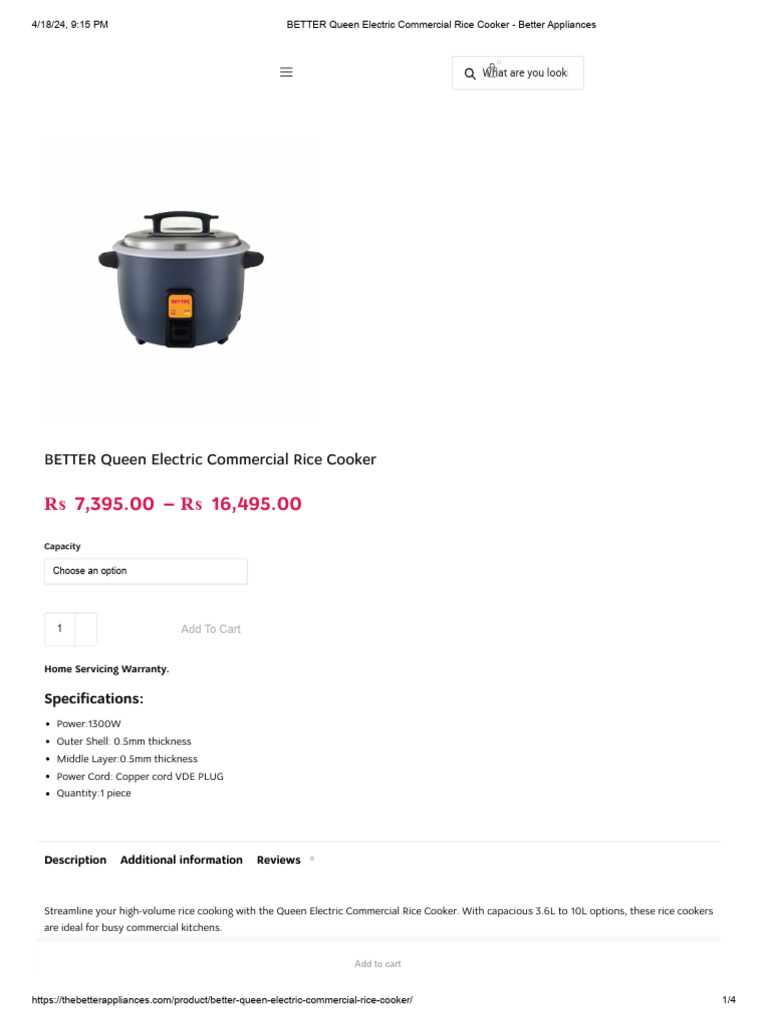 Queen Electric Commercial Rice Cooker | PDF | Kitchen Stove | Cooking