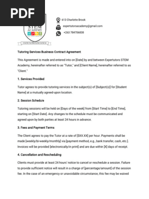 Tutoring Service Contract Agreement