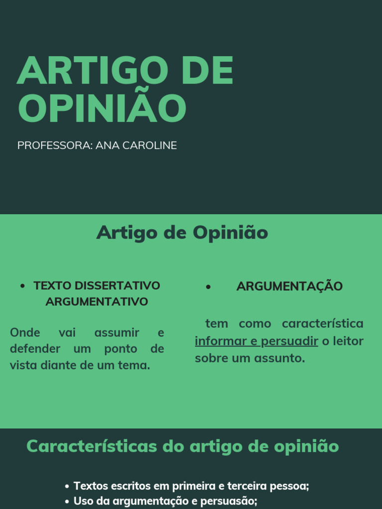 Estrutura e Características do Artigo de Opinião | PDF