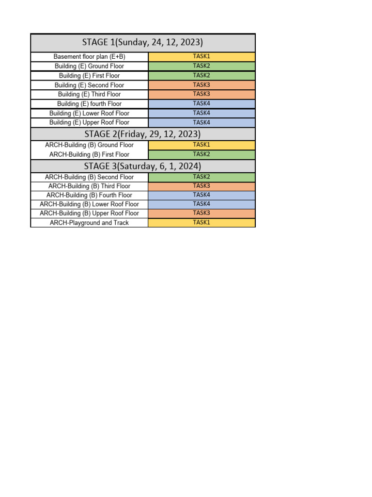 Building Floor Plans and Tasks Schedule | PDF