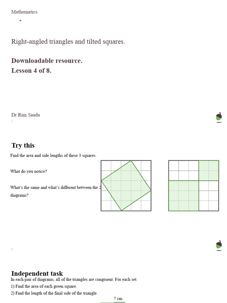 Right Angled Triangles and Tilted Squares c9hp4r Worksheet Pptx | PDF