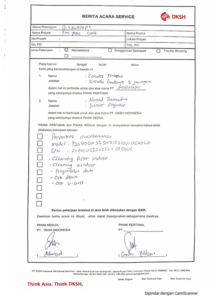 PM 4 Service Report & BAST - Disducapil | PDF