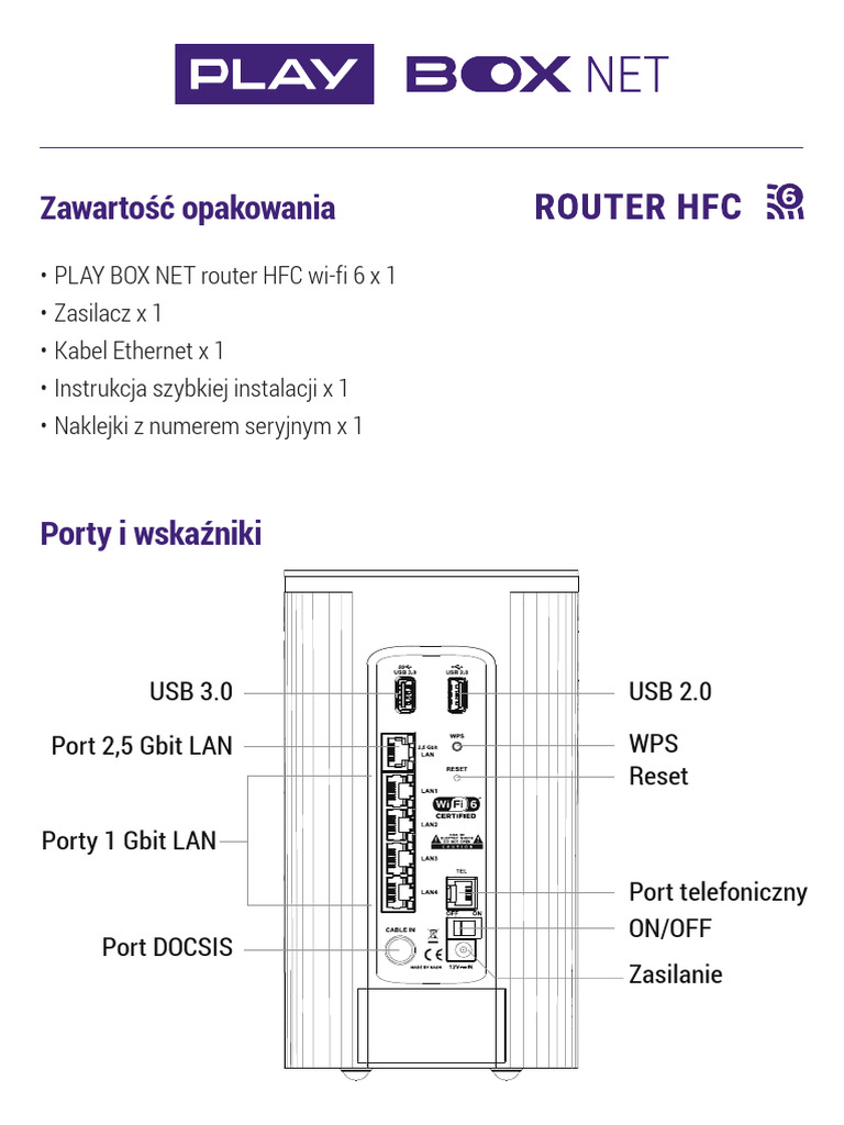 Instrukcja Instalacji Play Box Net Router HFC Kaon | PDF