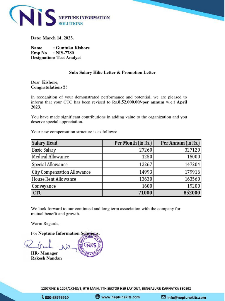 Salary Hike and Promotion Notification | PDF | Finance & Money Management