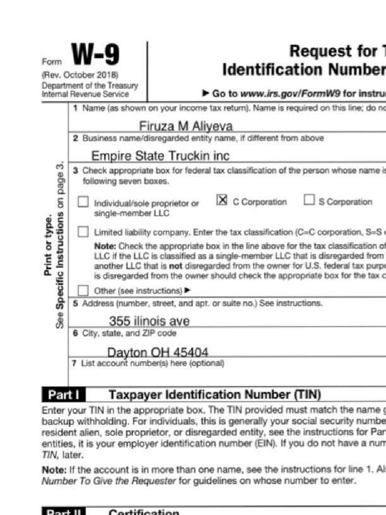 W9 Example | PDF