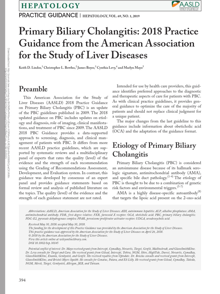 AALD 2018 PBC Guideline | PDF | Cirrhosis | Liver