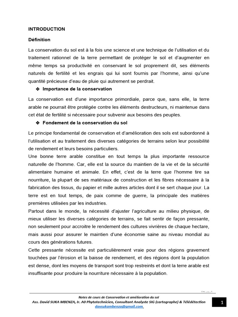 Conservation et Amélioration des Sols | PDF | Sol (pédologie ...
