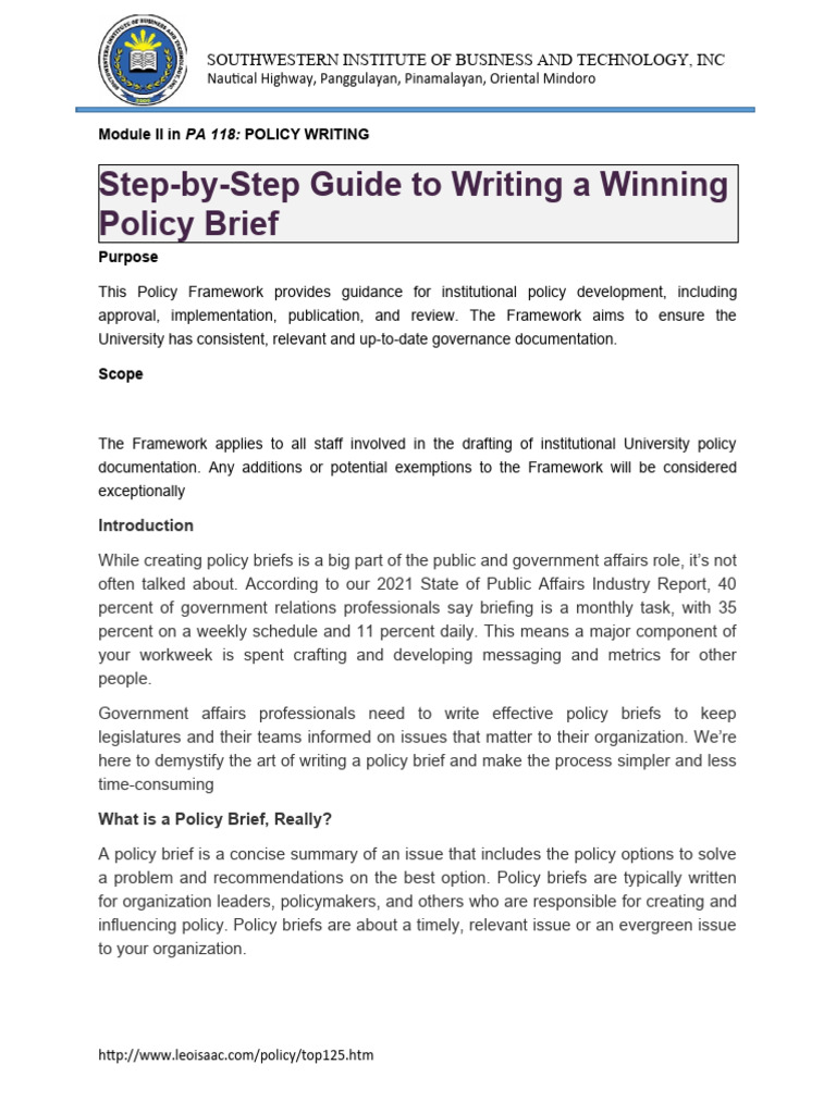 Winning Policy Brief Writing Guide | PDF | Policy | Economies