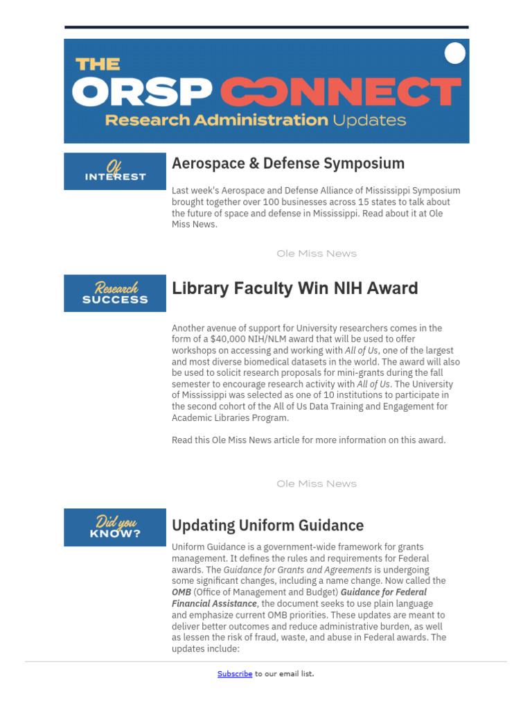 05-06 - 2024 ORSP Newsletter | PDF | Office Of Management And Budget