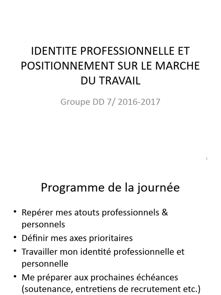 Atouts et identité professionnelle | PDF | Évolution de carrière