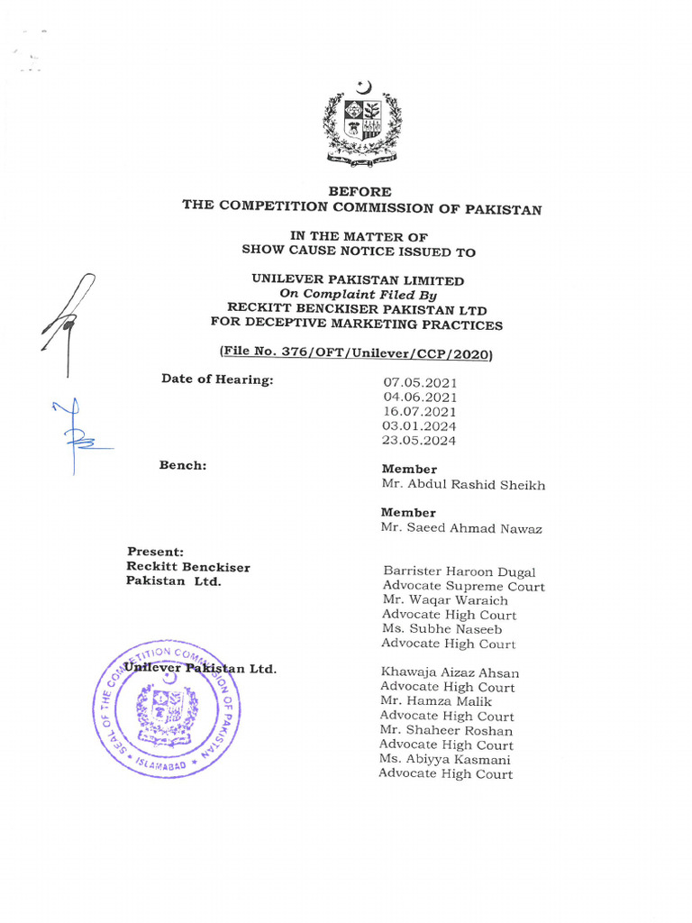 CCP Order in Univerlever Case | PDF