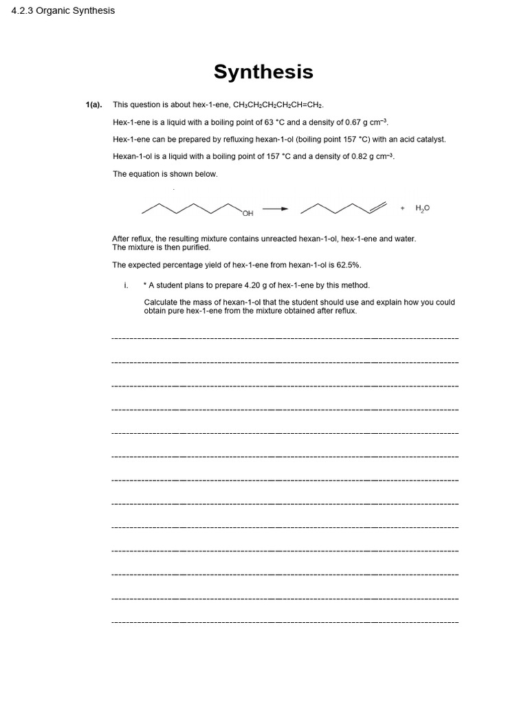 4.2.3 Organic Synthesis QP | PDF | Organic Synthesis | Chemical Reactions