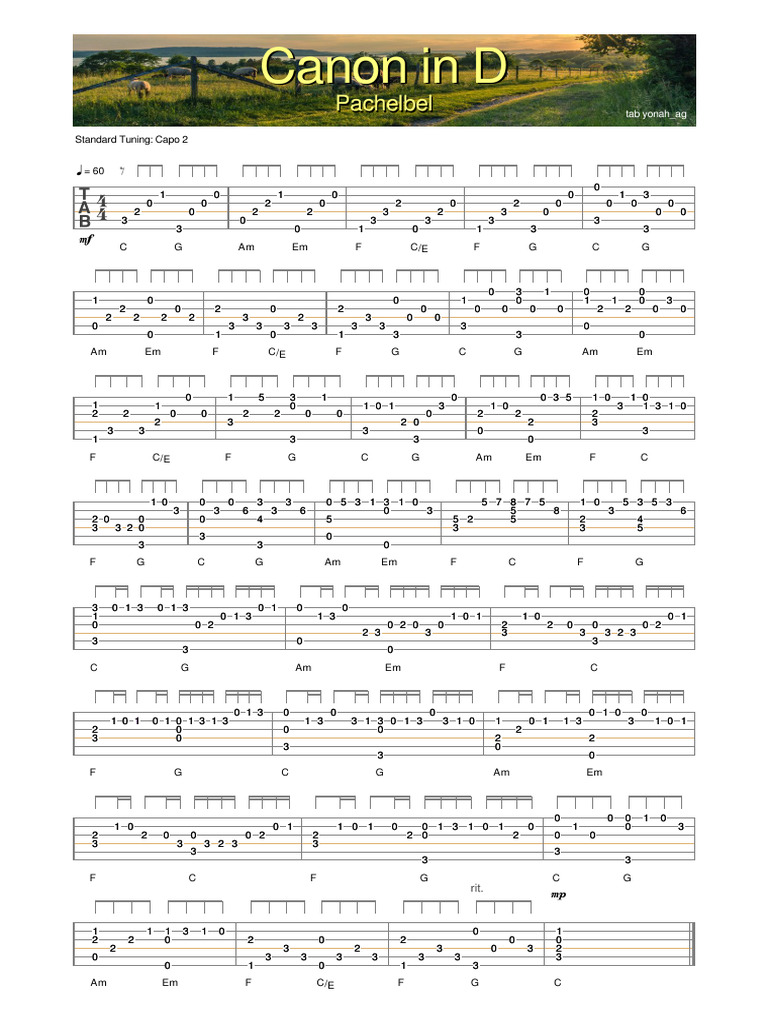 Canon in D Pachelbel Guitar Tab | PDF | Pachelbel's Canon | Irish ...