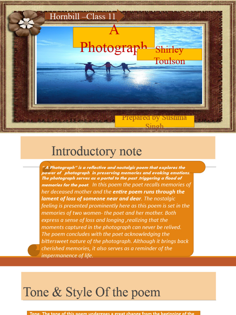 Short Notes For The Photograph | PDF | Poetry | Happiness