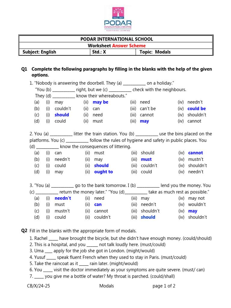 Using Modals in Everyday Contexts | PDF