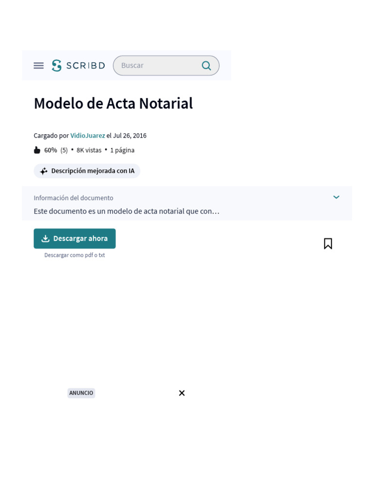 Modelo de Acta Notarial Descargable | PDF | Scribd | Informática