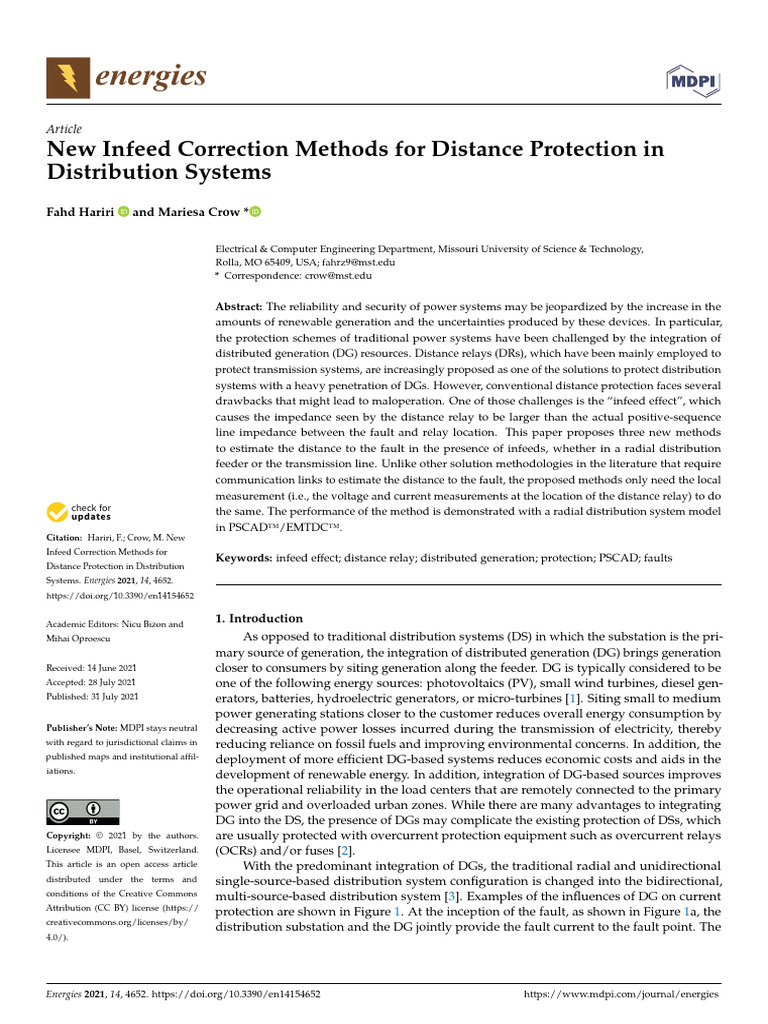 New Infeed Correction Methods For Distance Protect | PDF | Electricity ...