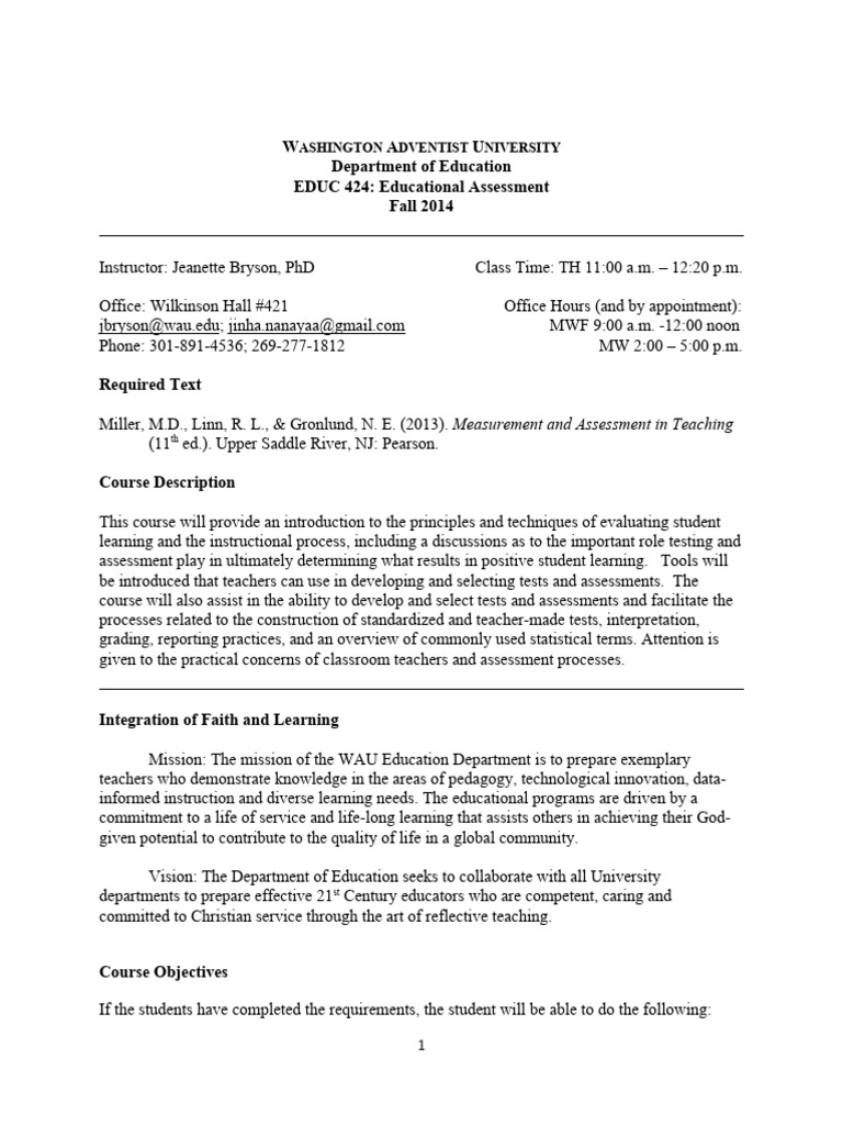 Educational Assessment Syllabus For Students | PDF | Educational ...