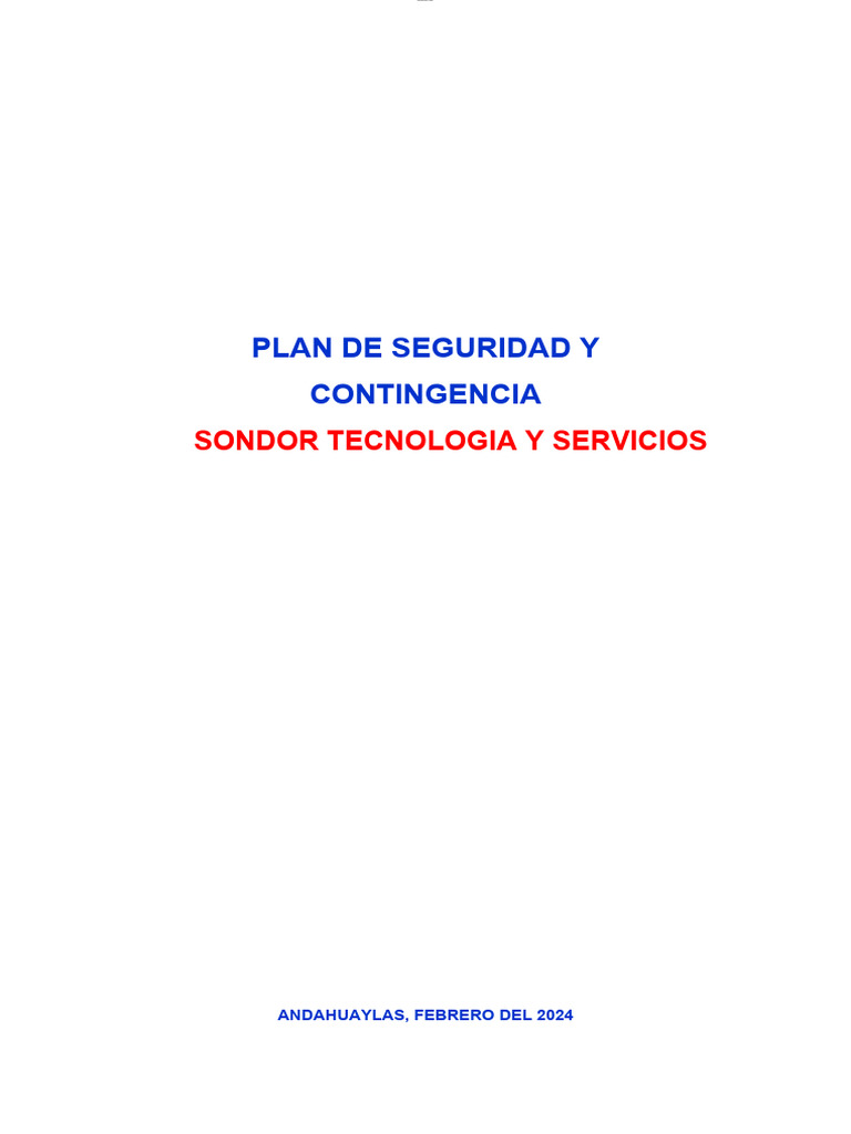 Plan de Seguridad y Contingencia 2024 | PDF | Defensa Civil | Emergencia
