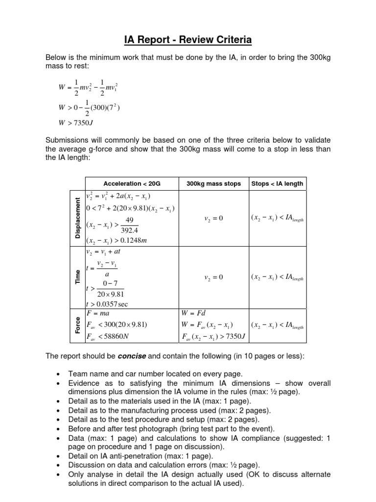 IA Report - Review Criteria | PDF