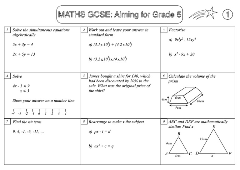 GCSE Maths Grade 5 Worksheet 1b | PDF