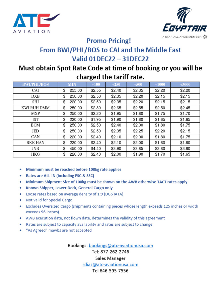 Promo Air Freight Rates to CAI & ME | PDF