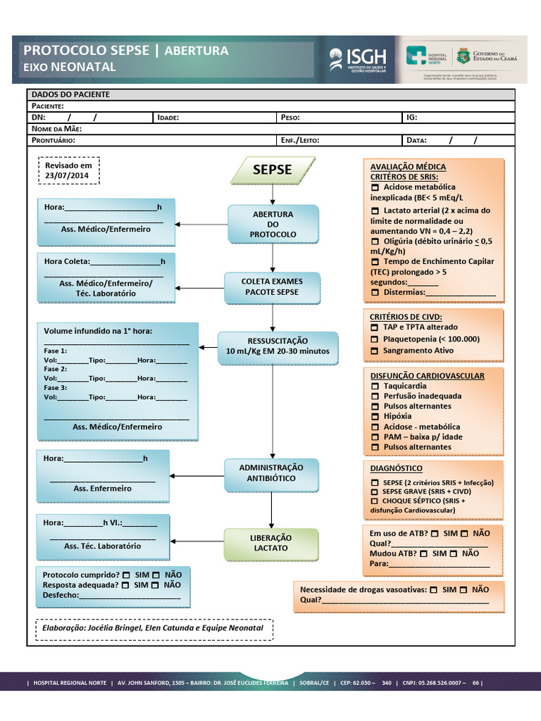 Protocolo de Sepse Neonatal | PDF | Sistema de saúde | Emergências médicas
