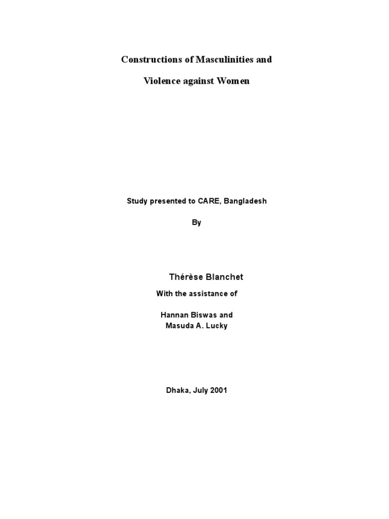 Constructions of Masculinities in Bangladesh PDF Violence Domestic Violence