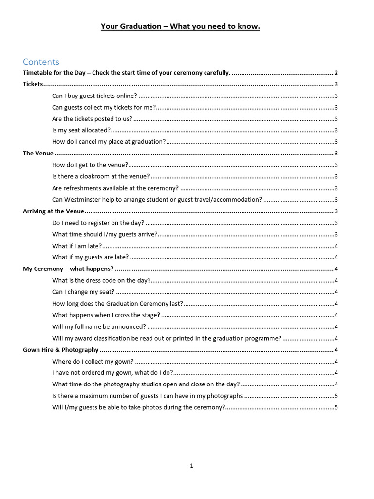 Your Graduation - What You Need To Know | PDF