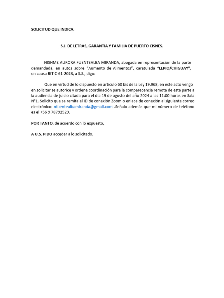 Solicitud de Audiencia Remota en Juicio | PDF