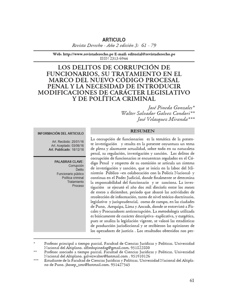 Gpcc S4 Lo1 T1 Los Delitos De Corrupción De Funcionarios Pdf Ley
