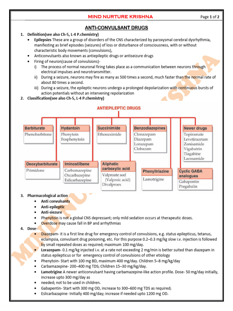 Anticonvulsant Drugs Overview and Dosage | PDF | Epilepsy | Drugs
