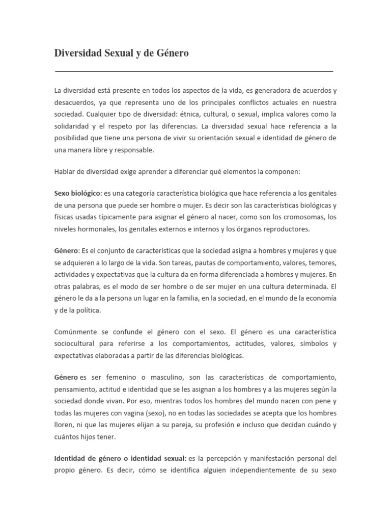 Diversidad Sexual y de Género Explicada | PDF | Identidad de género ...
