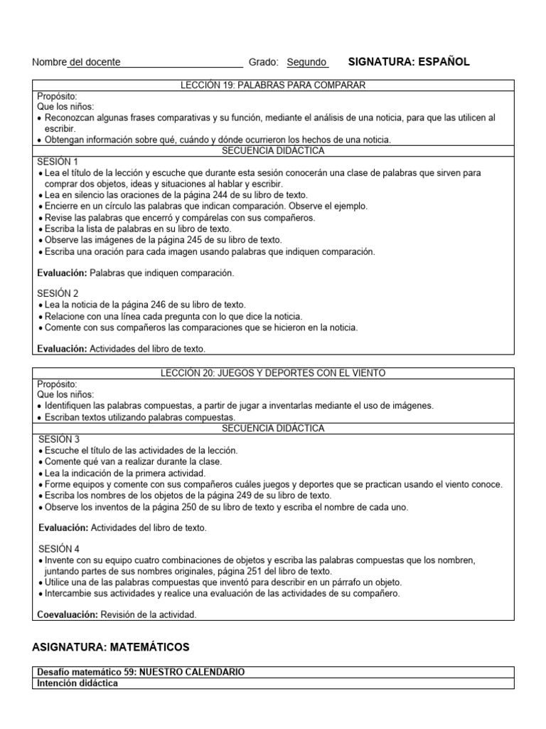 Semana 41 Pdf Evaluación Calendario