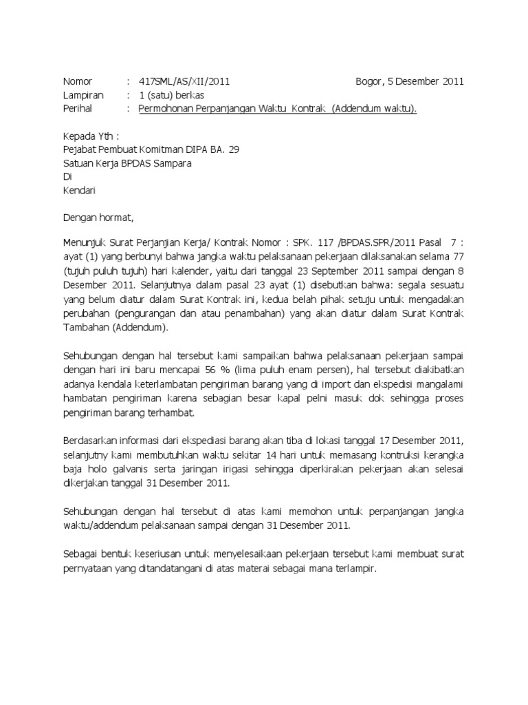 Addendum Surat Perjanjian Kerja