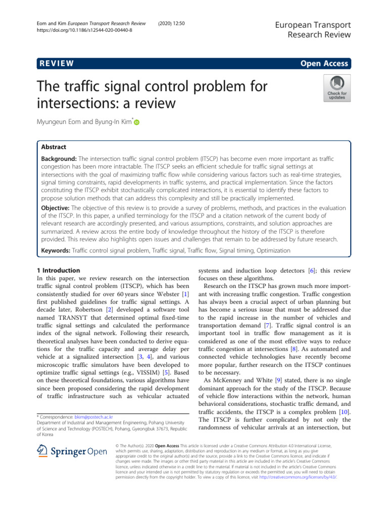 The Traffic Signal Control Problem For Intersections: A Review | PDF ...