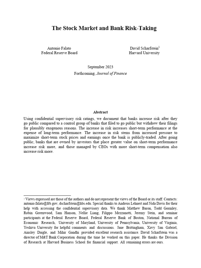 Bank Risk-Taking Post-IPO Analysis | PDF | Financial Risk | Banks