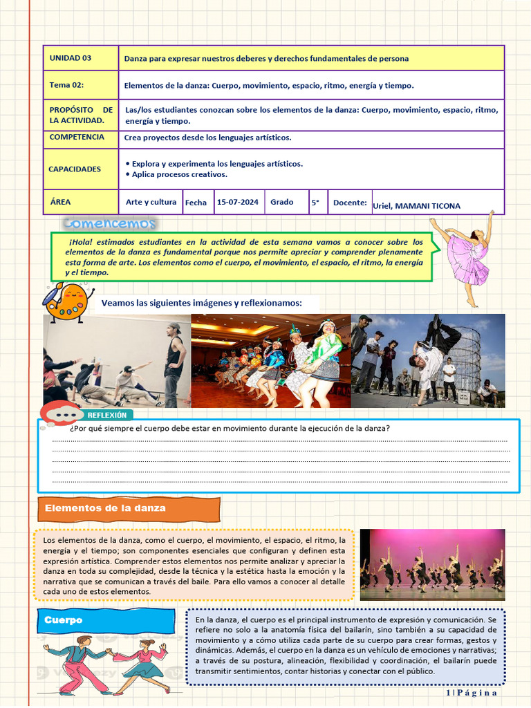 Arte y Cultura 5° UNIDAD 03-TEMA 02 | PDF | Bailes | Ritmo