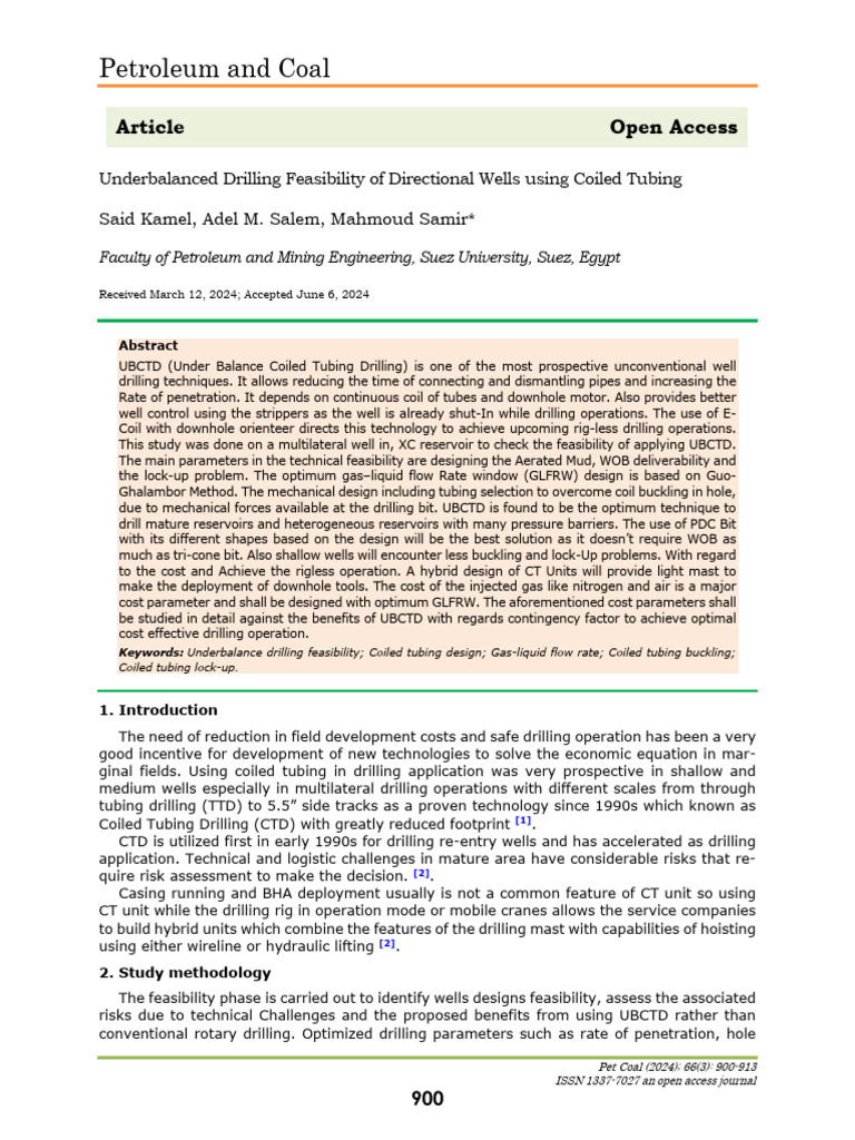 Feasibility of UBCTD for Directional Wells | PDF | Oil Well | Buckling