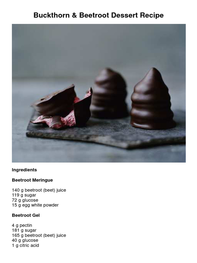Buckthorn & Beetroot Dessert Recipe | PDF | Meringue | Chocolate