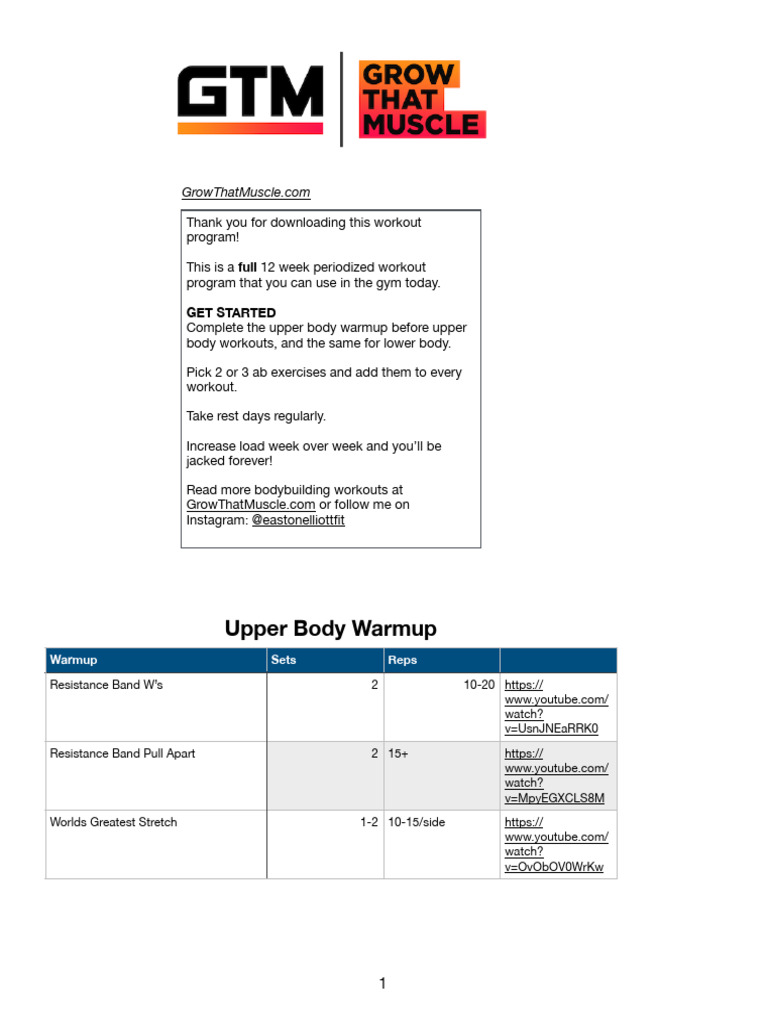 12 Week Free Bodybuilding Workout | PDF | Kettlebell | Weight Training