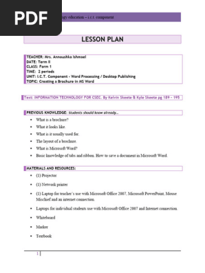 Lesson Plan Word