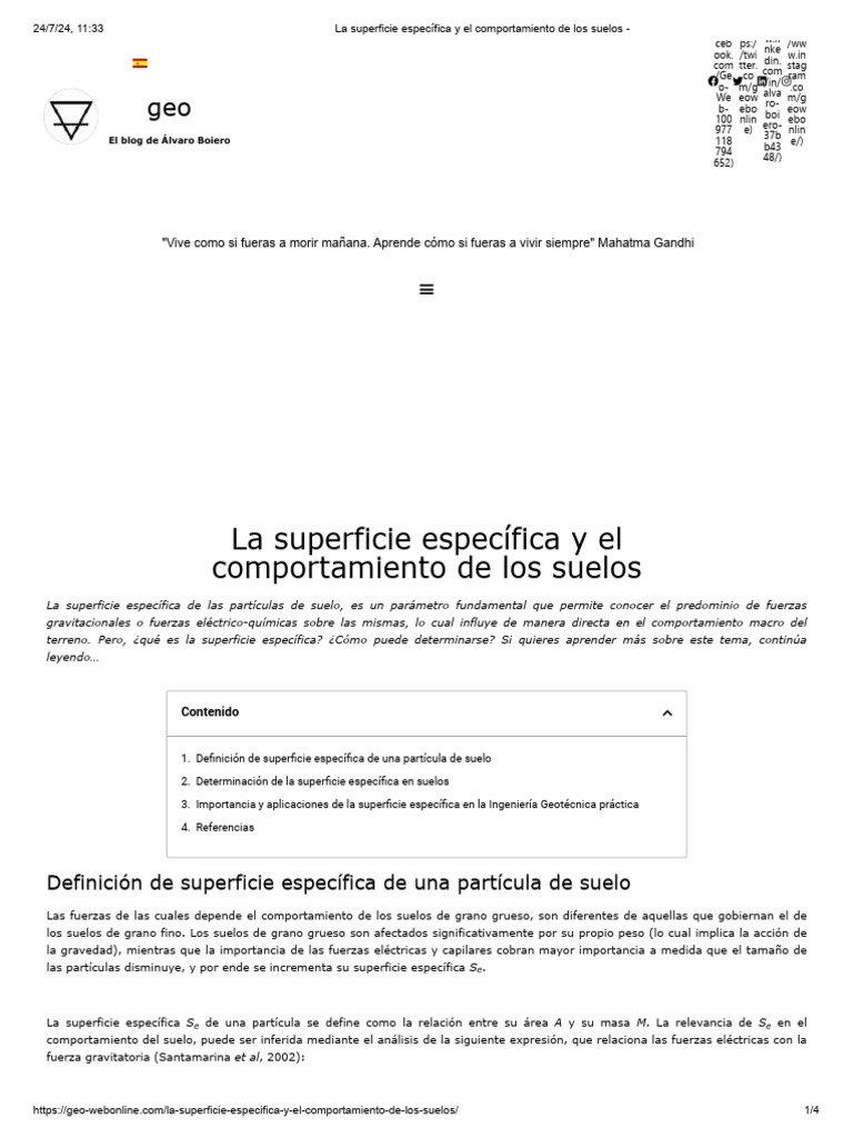 La Superficie Específica y El Comportamiento de Los Suelos | PDF ...