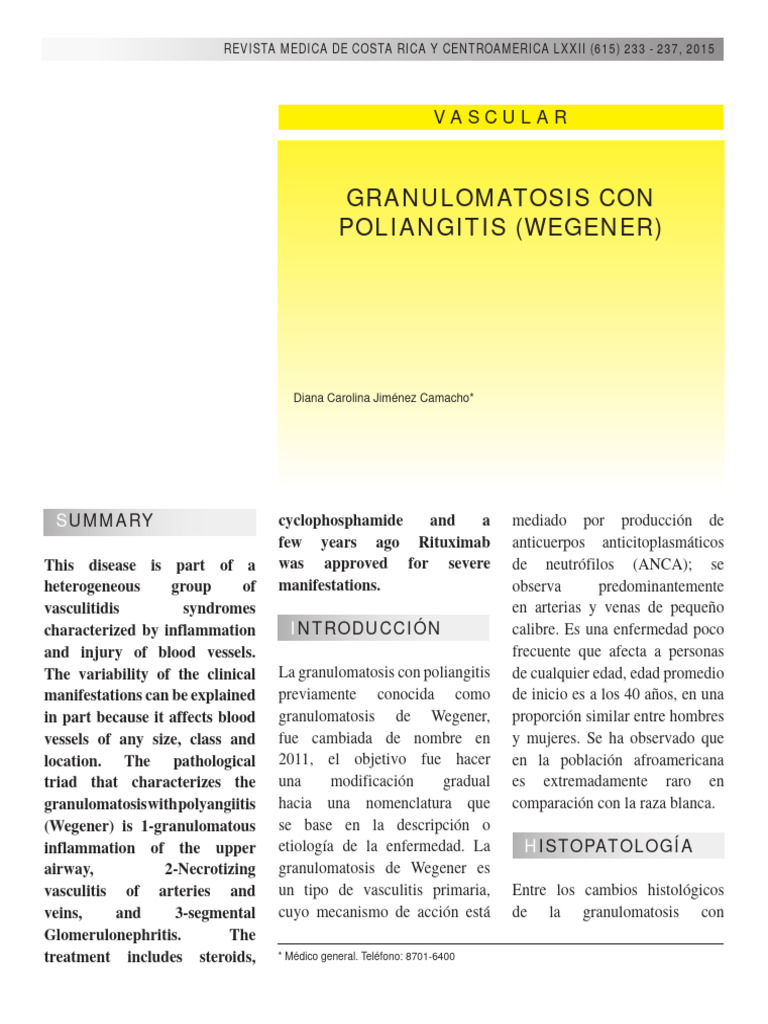 Wegener | PDF | Especialidades Medicas | Medicina CLINICA