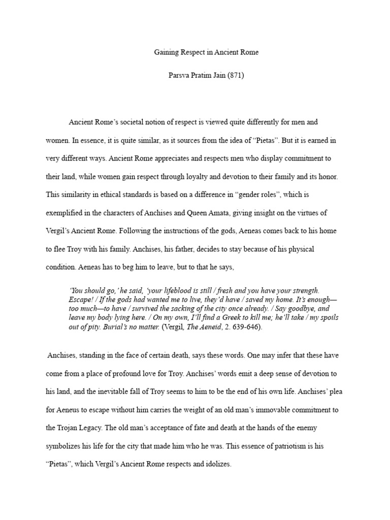 Gaining Respect in Ancient Rome | PDF | Aeneas | Virgil
