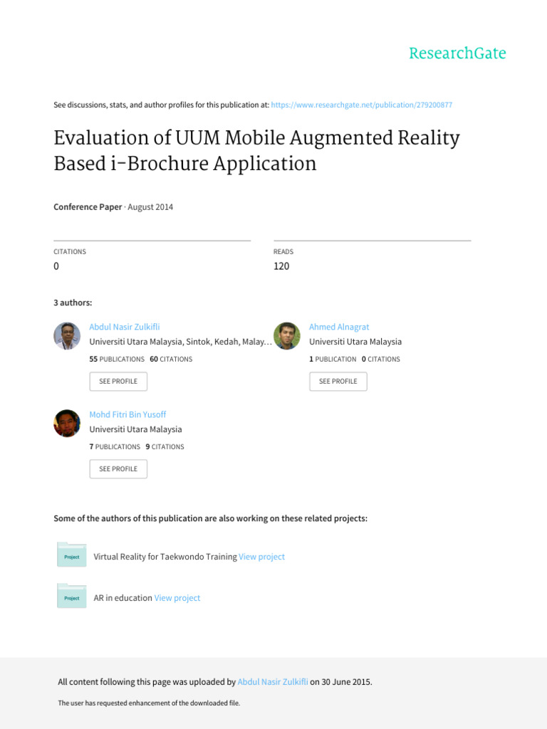 UUM Mobile AR i-Brochure Evaluation | PDF | Augmented Reality | Advertising