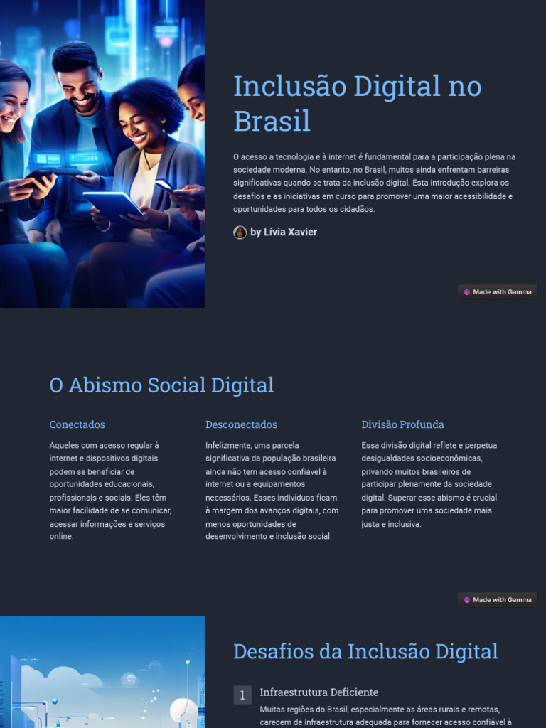 Desafios da Inclusão Digital no Brasil | PDF | Acesso à internet | Internet