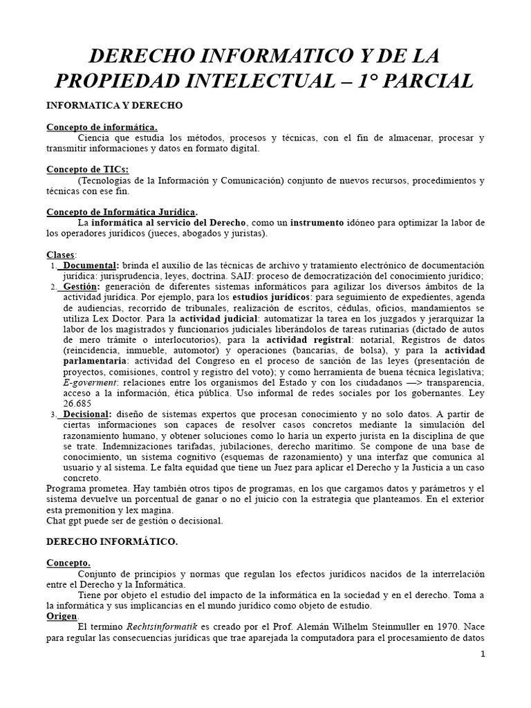 Derecho Informático y Propiedad Intelectual | PDF | Propiedad ...